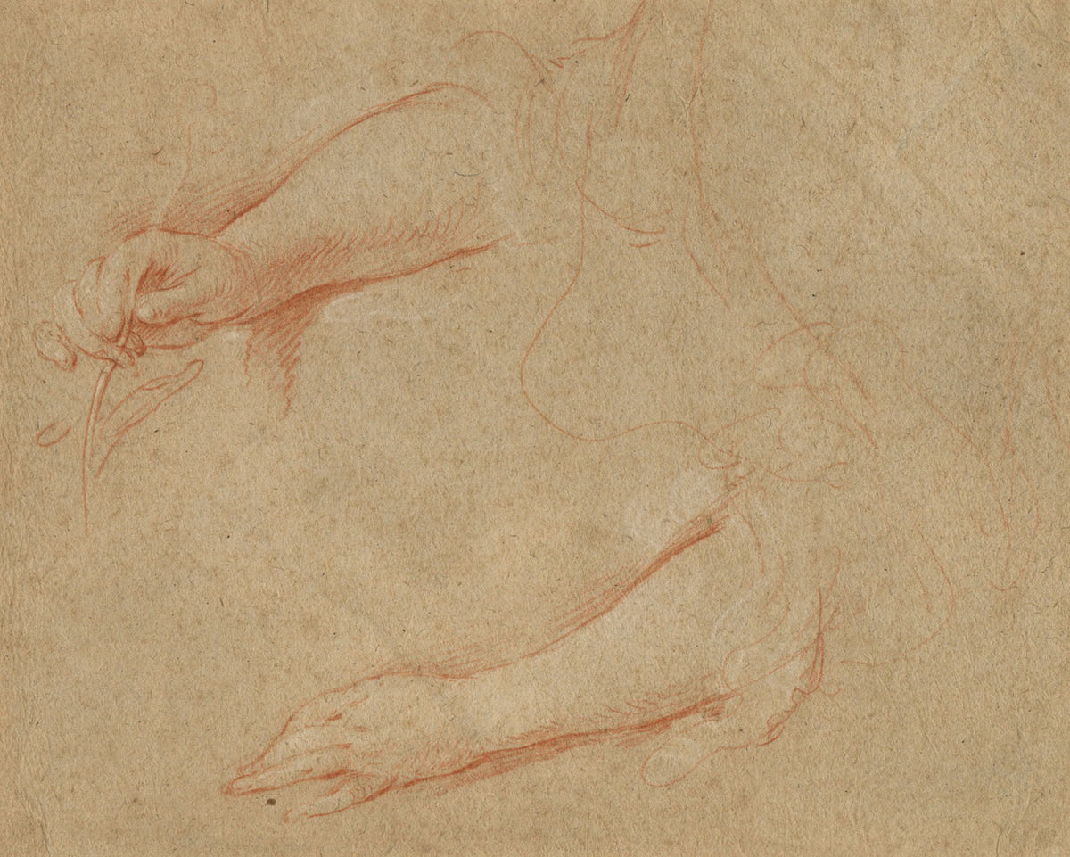 William Hoare of Bath RA, Study of a Pair of Hands – 18th-century chalk drawing