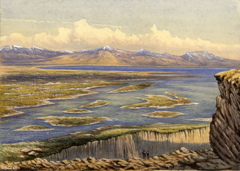 Lake Thingvalla, Iceland (Thingvallavatn) – Original 1878 watercolour painting