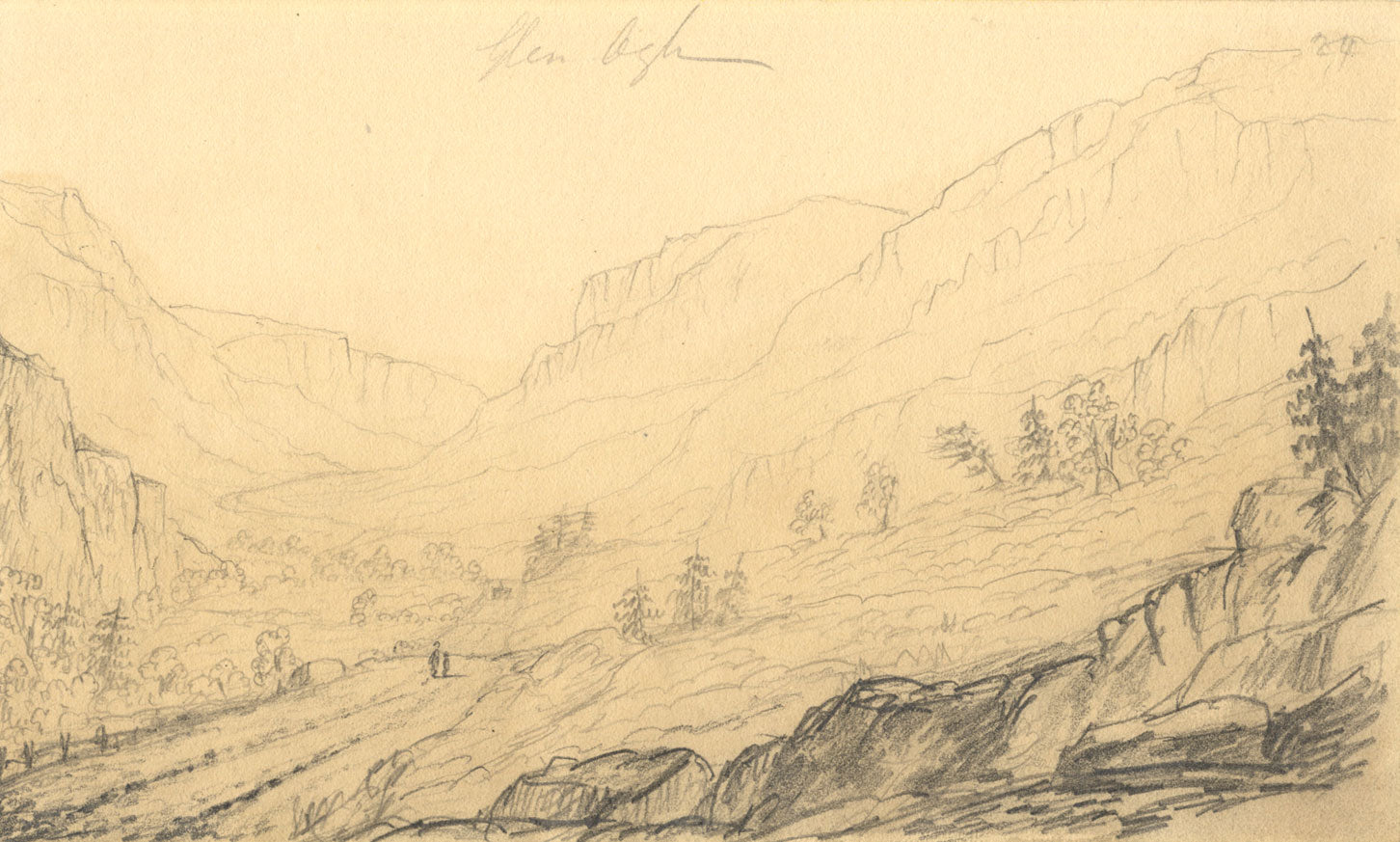 Alfred Swaine Taylor, Glen Ogle, Scotland – Original 1833 graphite drawing