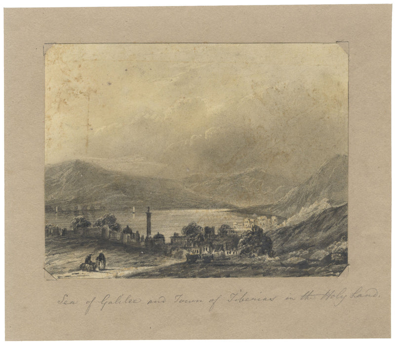 Alfred Swaine Taylor, Sea of Galilee & Tiberias, Holy Land–1829 graphite drawing