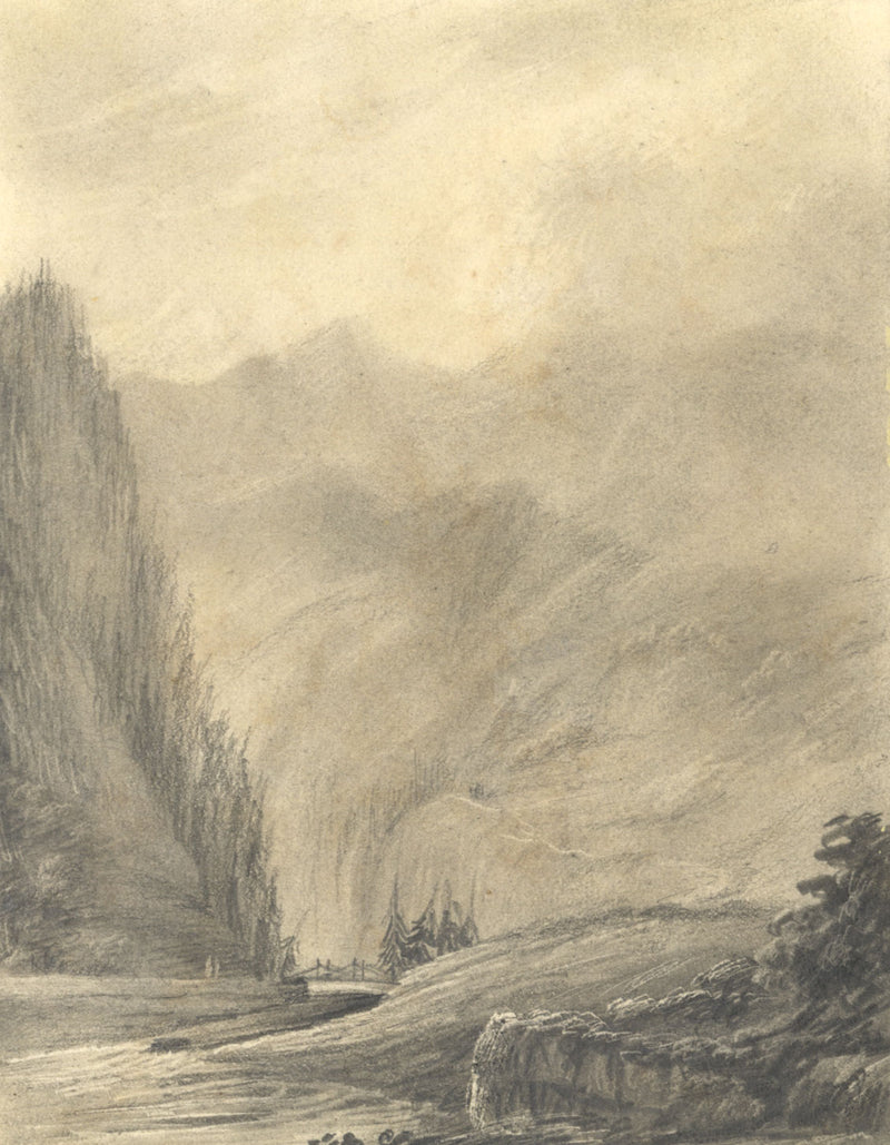 Alfred Swaine Taylor, Pont le Palipier, Switzerland – 1829 graphite drawing