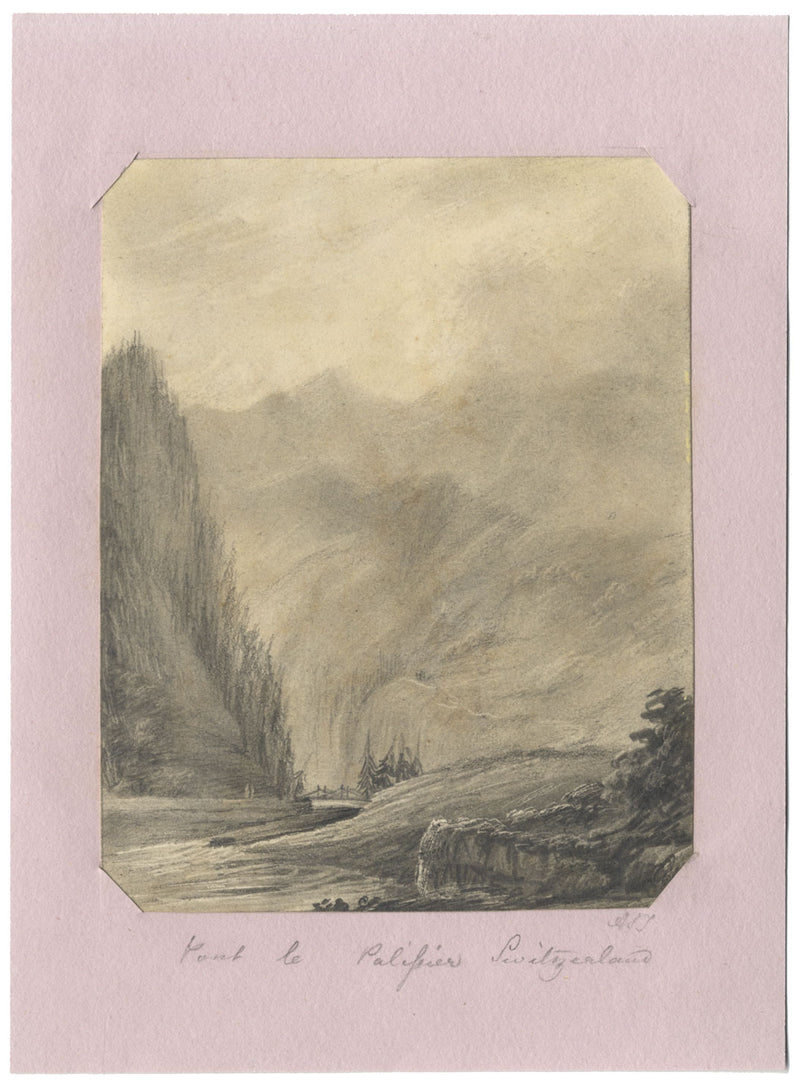 Alfred Swaine Taylor, Pont le Palipier, Switzerland – 1829 graphite drawing