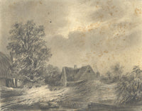 Alfred Swaine Taylor, Cottage after Jacob van Ruisdael – 1829 graphite drawing