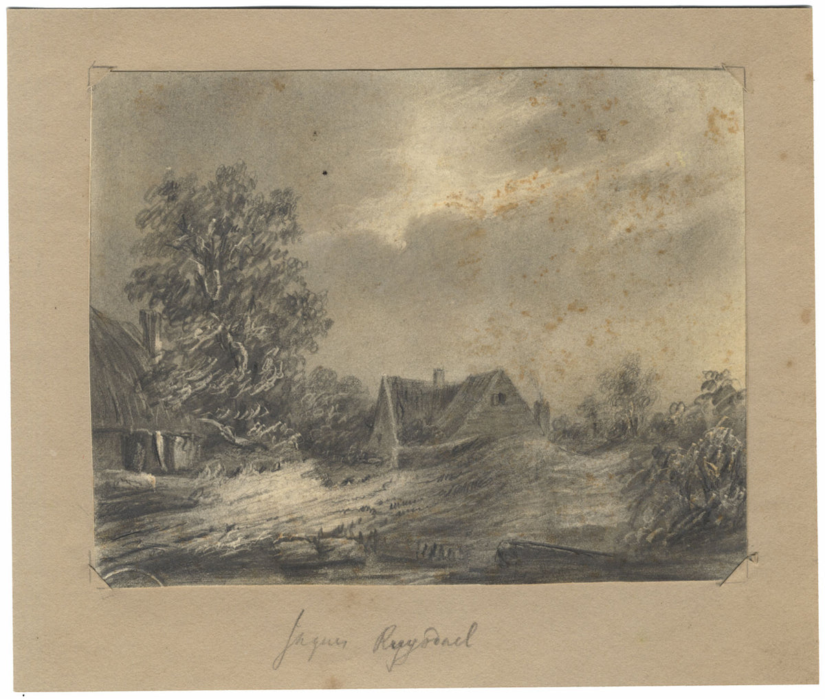 Alfred Swaine Taylor, Cottage after Jacob van Ruisdael – 1829 graphite drawing