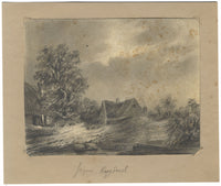 Alfred Swaine Taylor, Cottage after Jacob van Ruisdael – 1829 graphite drawing