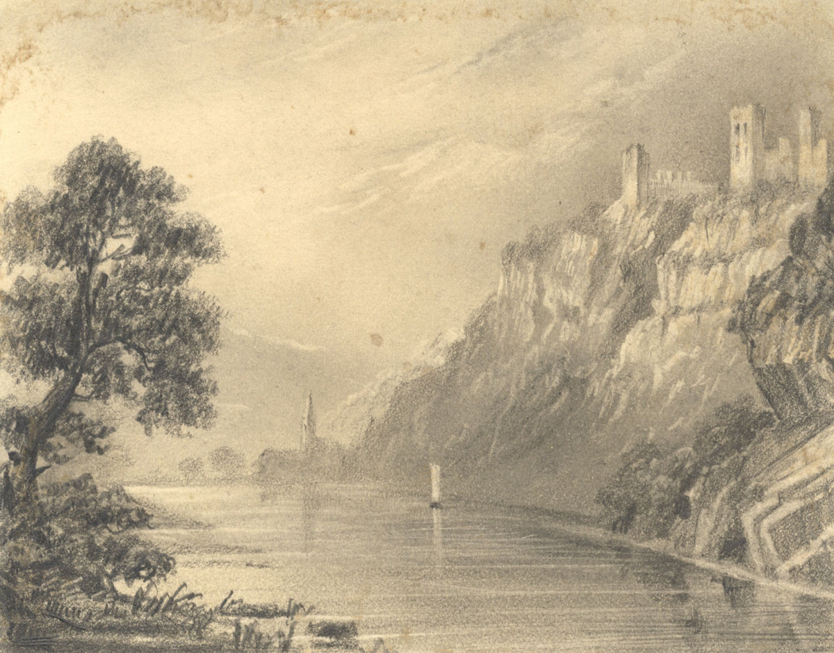 Alfred Swaine Taylor, Castle of Lauenstein, Rhine,Germany –1829 graphite drawing