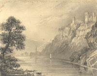 Alfred Swaine Taylor, Castle of Lauenstein, Rhine,Germany –1829 graphite drawing