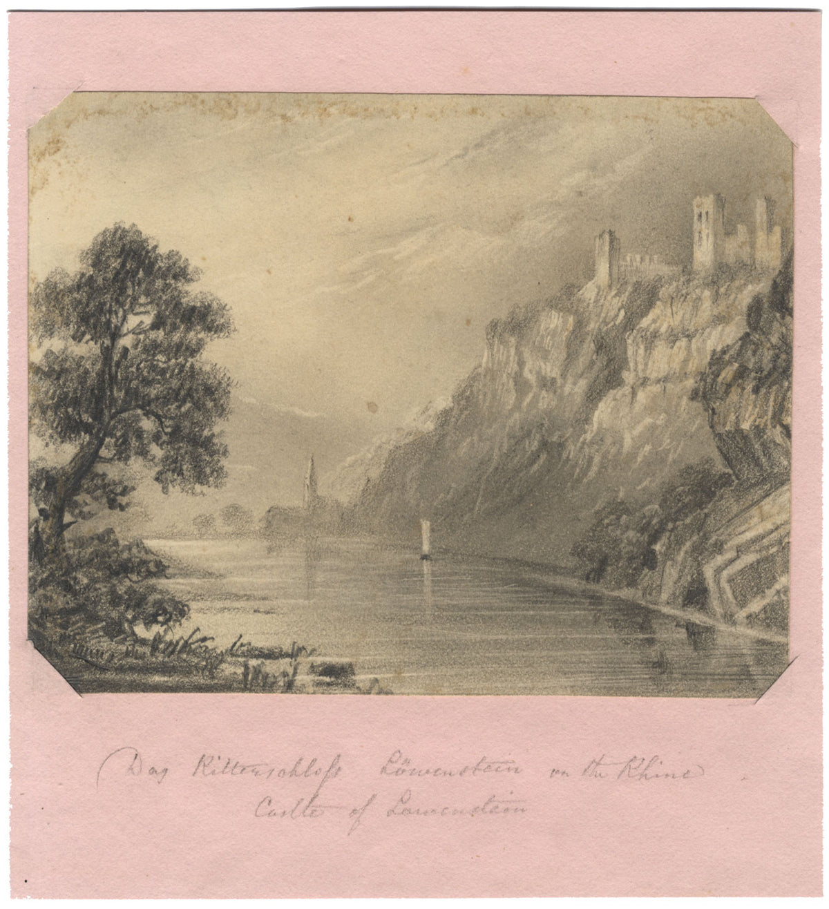 Alfred Swaine Taylor, Castle of Lauenstein, Rhine,Germany –1829 graphite drawing