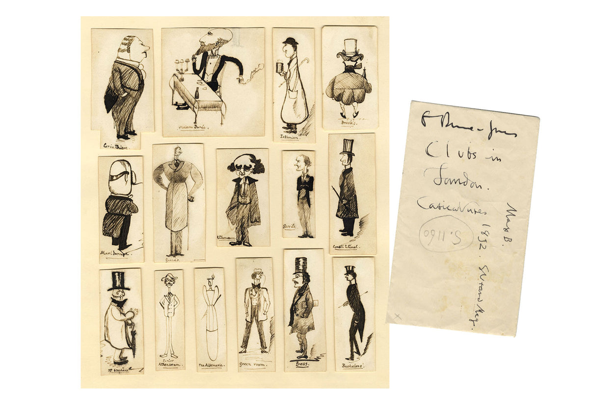 Max Beerbohm's London Club Types –Set of 15 late 19th-century pen & ink drawings