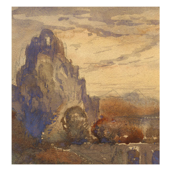 Mountain View with Viaduct – Miniature early 19th-century watercolour painting