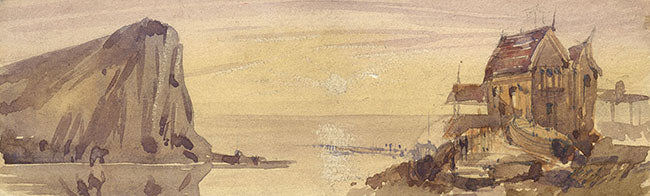 Coastal View with House – Miniature early 19th-century watercolour painting