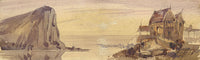 Coastal View with House – Miniature early 19th-century watercolour painting