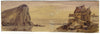 Coastal View with House – Miniature early 19th-century watercolour painting