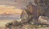 Coastal Church at Sunset – Miniature early 19th-century watercolour painting
