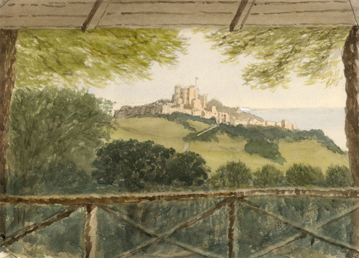 View towards Dover Castle – Original 19th-century watercolour painting