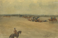 Artillery Accident near Hamburg – Original 19th-century watercolour painting