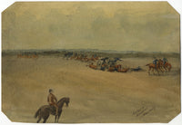 Accidente de artillería cerca de Hamburgo – Acuarela original del siglo XIX