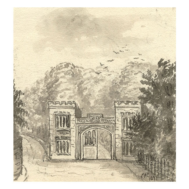 C.A. Collis, Gateway to Port Eliot, St Germans, Cornwall – 1877 watercolour