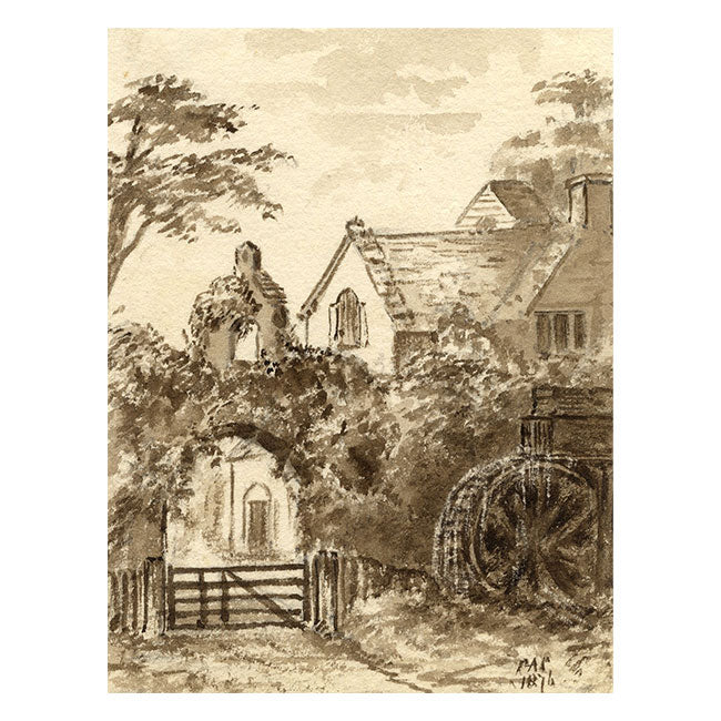 C.A. Collis, Dunster Castle Watermill, Somerset – 1876 watercolour painting