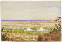 Etta Fraser, Puesto de control de Naka con caravana de camellos, India – acuarela de 1895