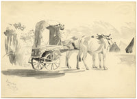 Etta Fraser, Oxen & Cart, Ramgarh, Rajasthan, India – 1891 watercolour painting