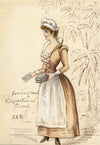 F.A.B., Theatre Costume: Elizabethan Maid – Original 1880s watercolour painting