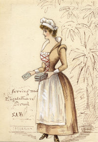 F.A.B., Theatre Costume: Elizabethan Maid – Original 1880s watercolour painting