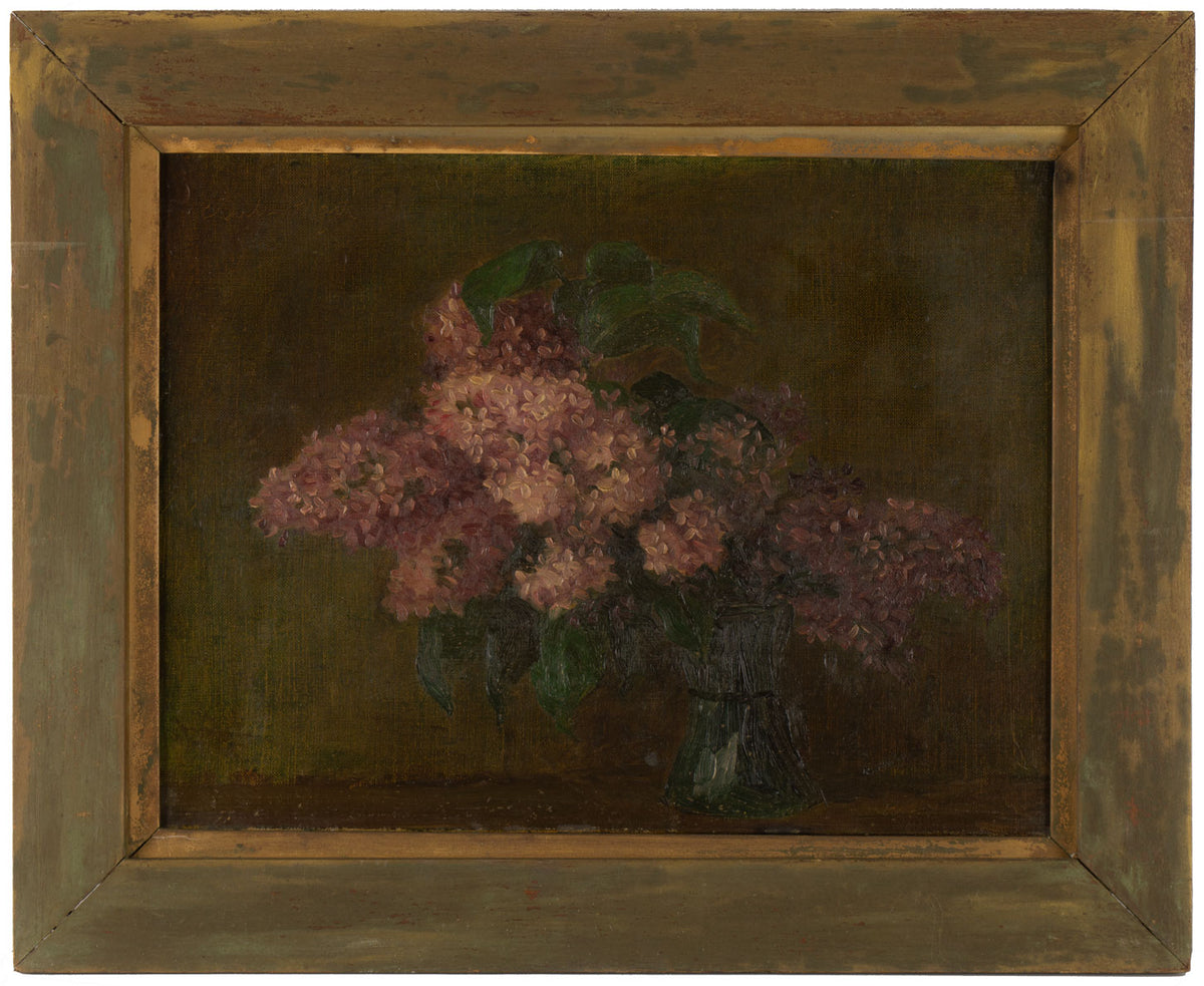 A Vase of Lilac Flowers – Original 1910s oil painting