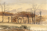 Attrib. P.A. Rajon, November in the Pyrenees, France – 19th-century watercolour