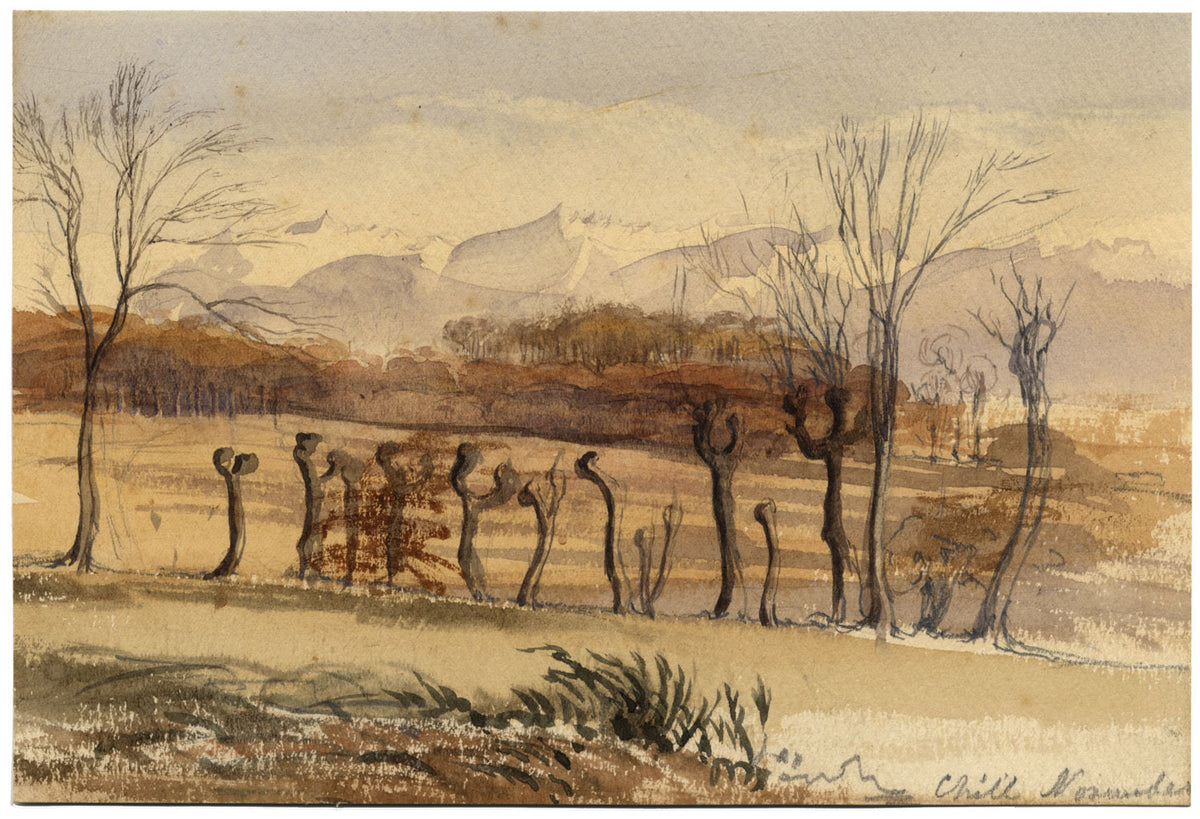 Attribuzione PA Rajon, Novembre nei Pirenei, Francia – acquerello del XIX secolo