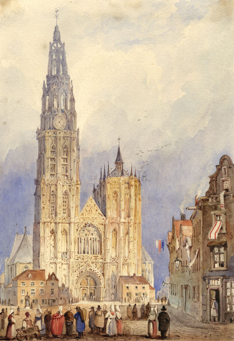 Attrib. François Etienne Villeret, Antwerp Cathedral – early C19th watercolour