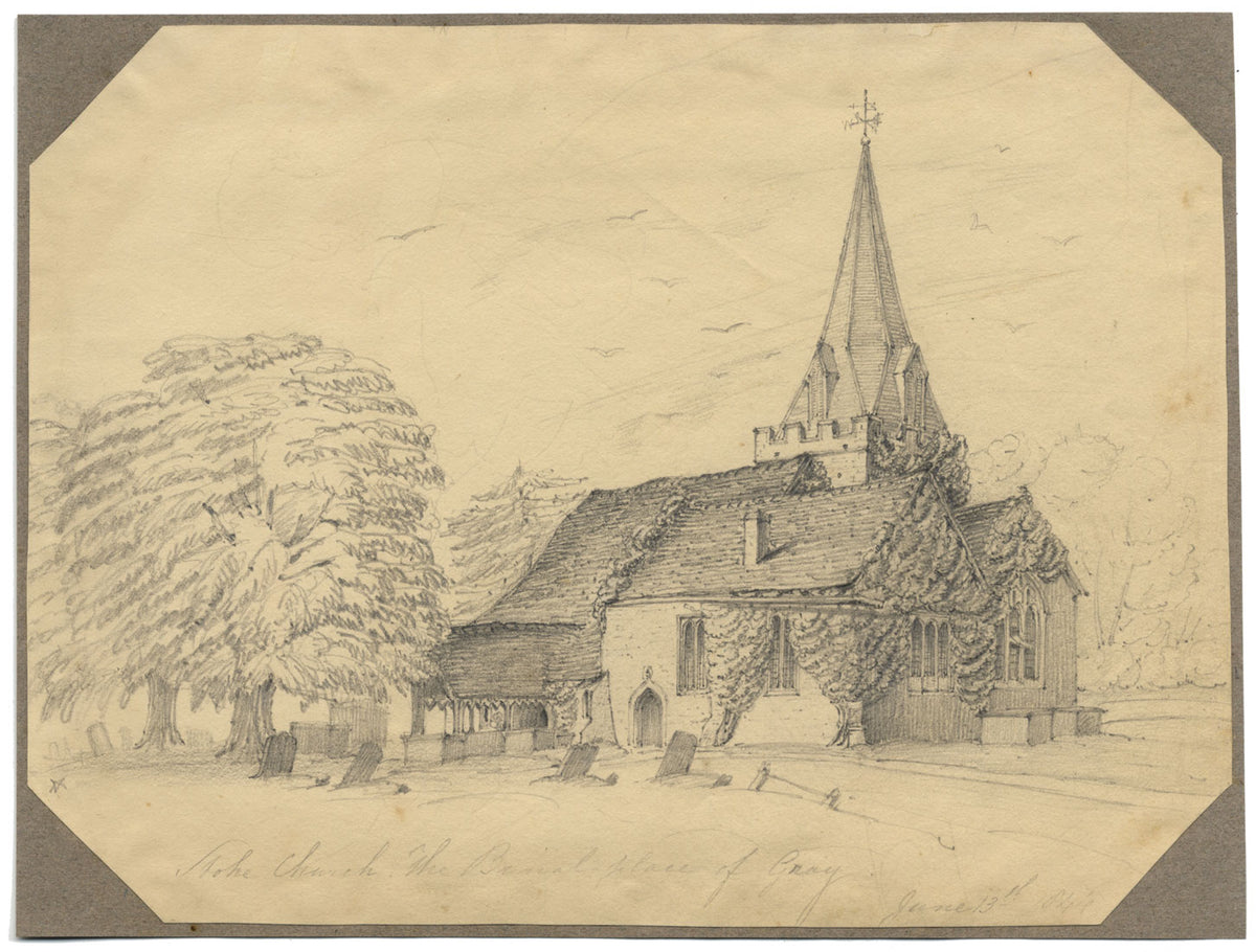 Jane D. Harvey, Chiesa di St Giles, Stoke Poges, Luogo di sepoltura di Gray – disegno del 1844