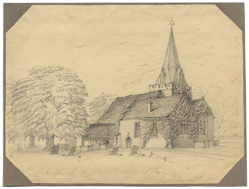 Jane D. Harvey, Chiesa di St Giles, Stoke Poges, Luogo di sepoltura di Gray – disegno del 1844