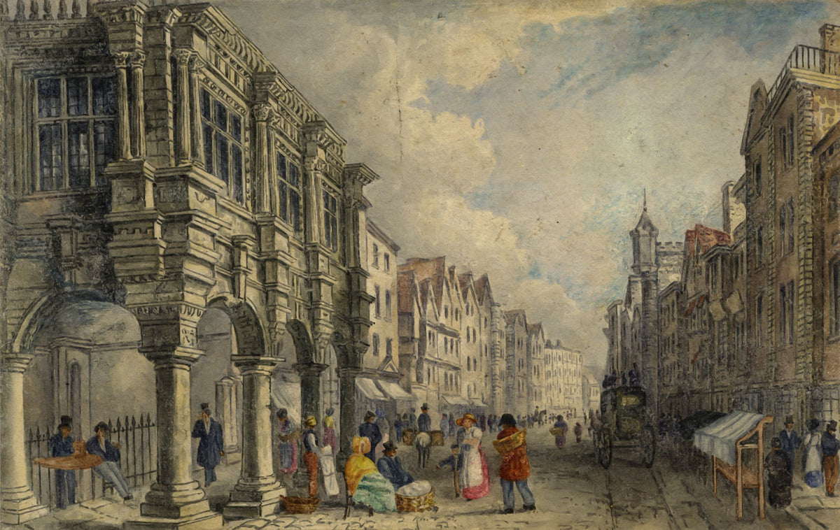 Attrib. William Henry Bartlett, Guildhall, Fore Street, Exeter–c1829 watercolour