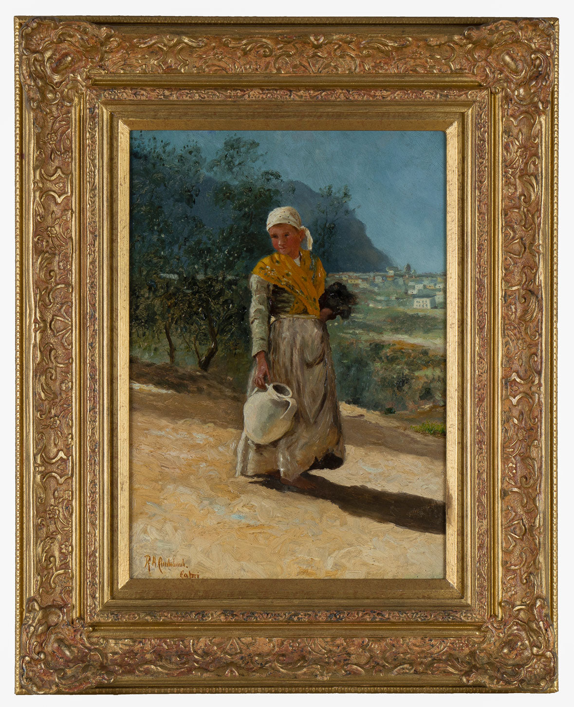 R.A. Cruikshank, A Peasant Girl, Capri – Original 1880s oil painting