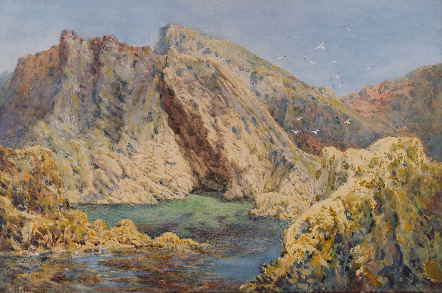 Arthur Suker, Low Tide, Padstow, Cornwall – late C19th watercolour painting