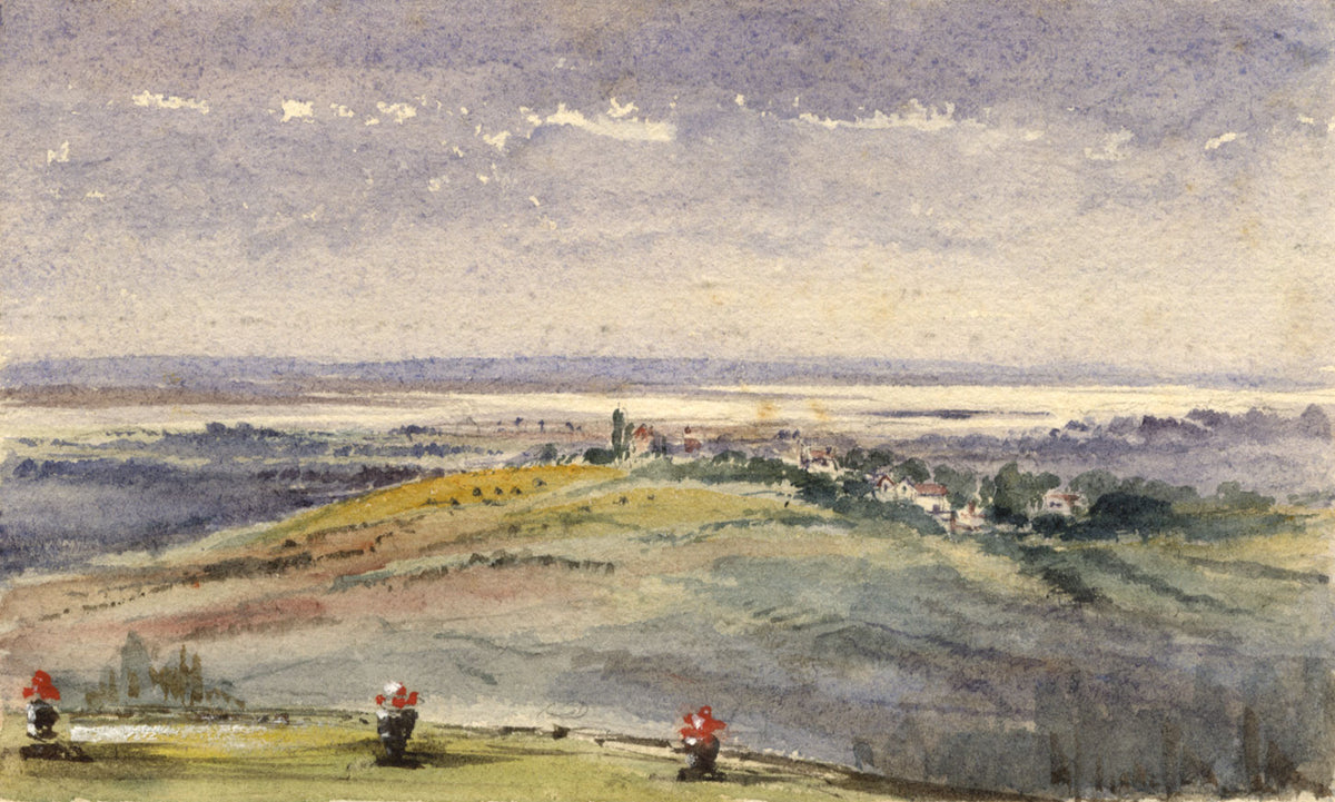 C.J. Newcome, Vale of White Horse from Ashbury, Oxfordshire –c.1870s watercolour