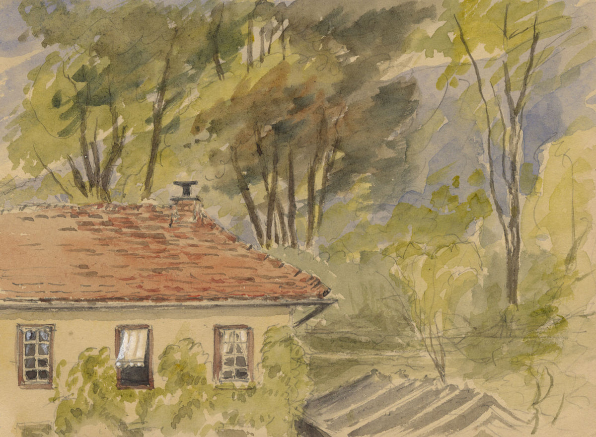 C.J. Newcome, Hotel Belle Vue at Bad Wildbad, Black Forest – 1899 watercolour