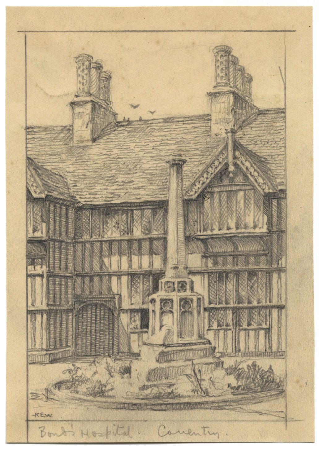 Kenneth E. Wootton, Bond's Hospital, Coventry – disegno a grafite degli anni '30 circa