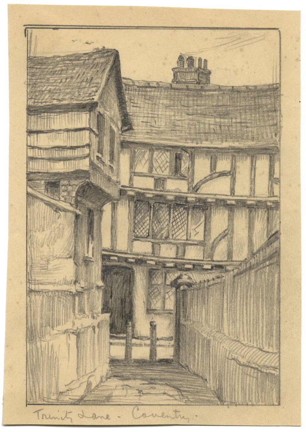 Kenneth E. Wootton, Trinity Lane, Coventry – Disegno originale a grafite degli anni '30 circa