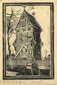 Kenneth E. Wootton, The Old Belfry, Priory Row, Coventry – c.1930s linocut print