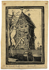 Kenneth E. Wootton, The Old Belfry, Priory Row, Coventry – stampa linoleografica degli anni '30 circa