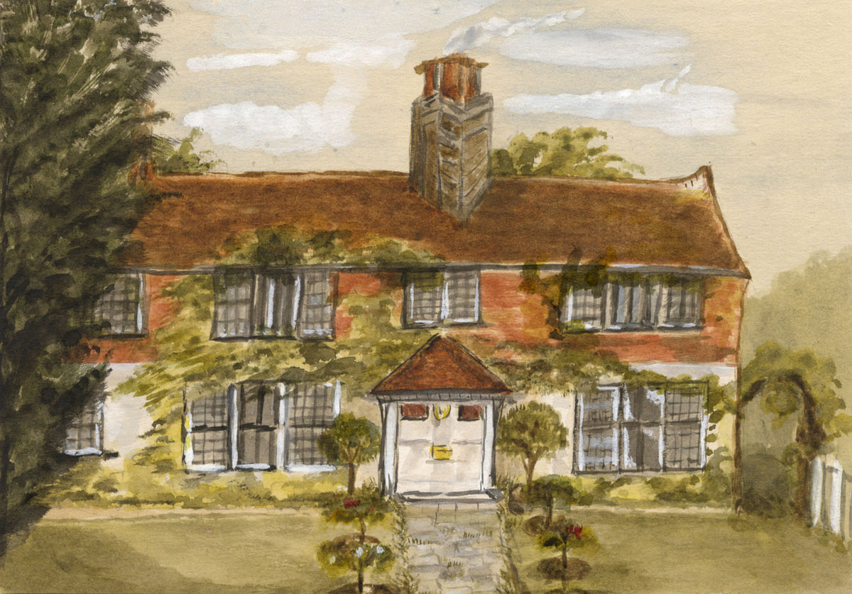 English House, Possibly Ashford, Kent – early 20th-century watercolour painting