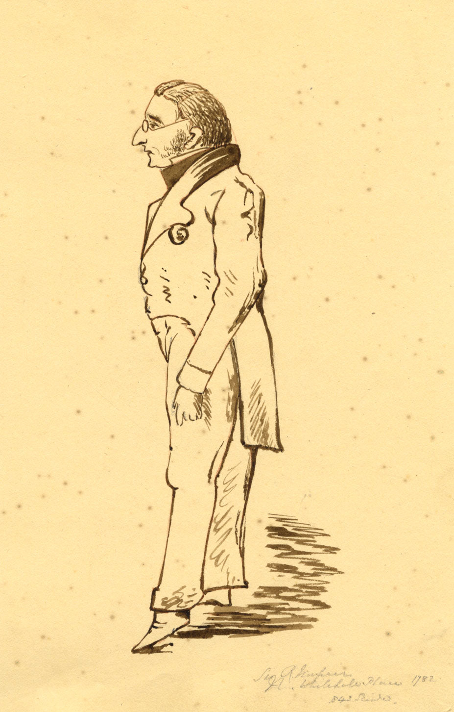 Portrait of Napier, Whitehall Place – Original 1843 pen & ink drawing