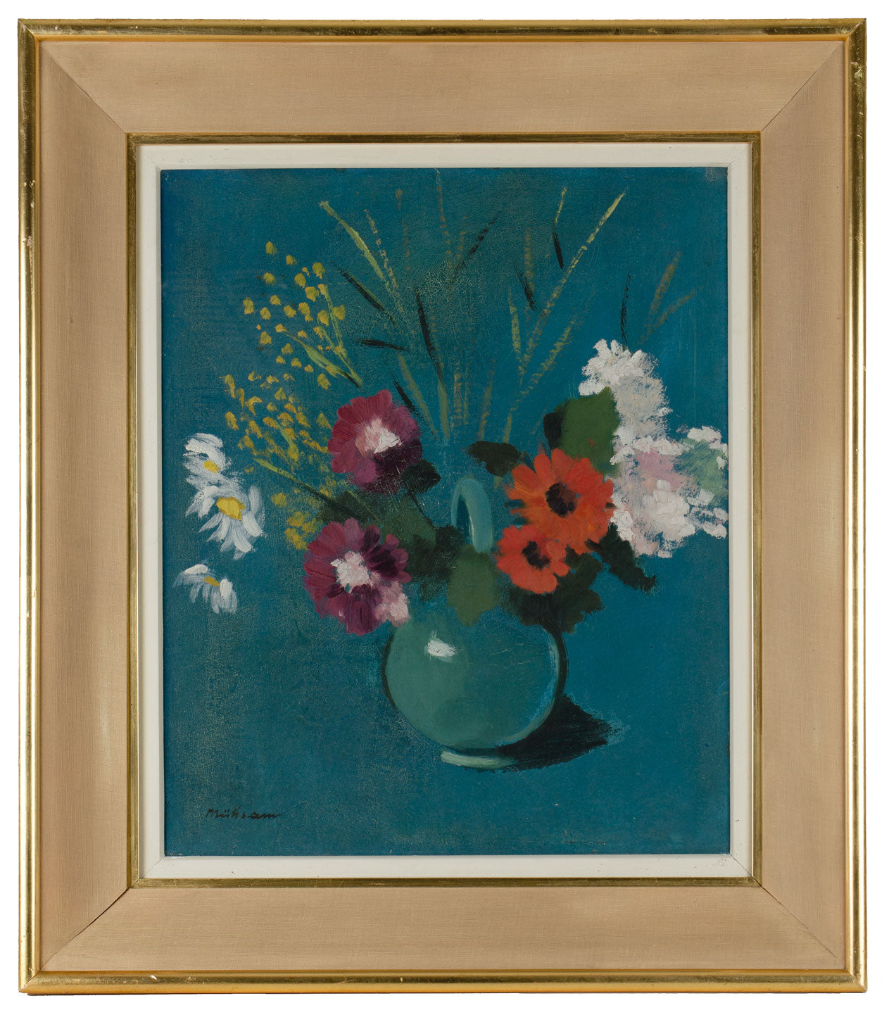Fritz Mühsam, Blue Vase with Flowers Still life –early 20th-century oil painting