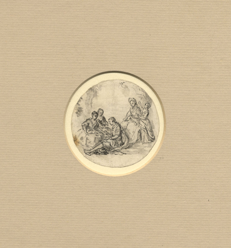 Circle of Jean-Honoré Fragonard, Gathering with Young Lovers – C18th watercolour