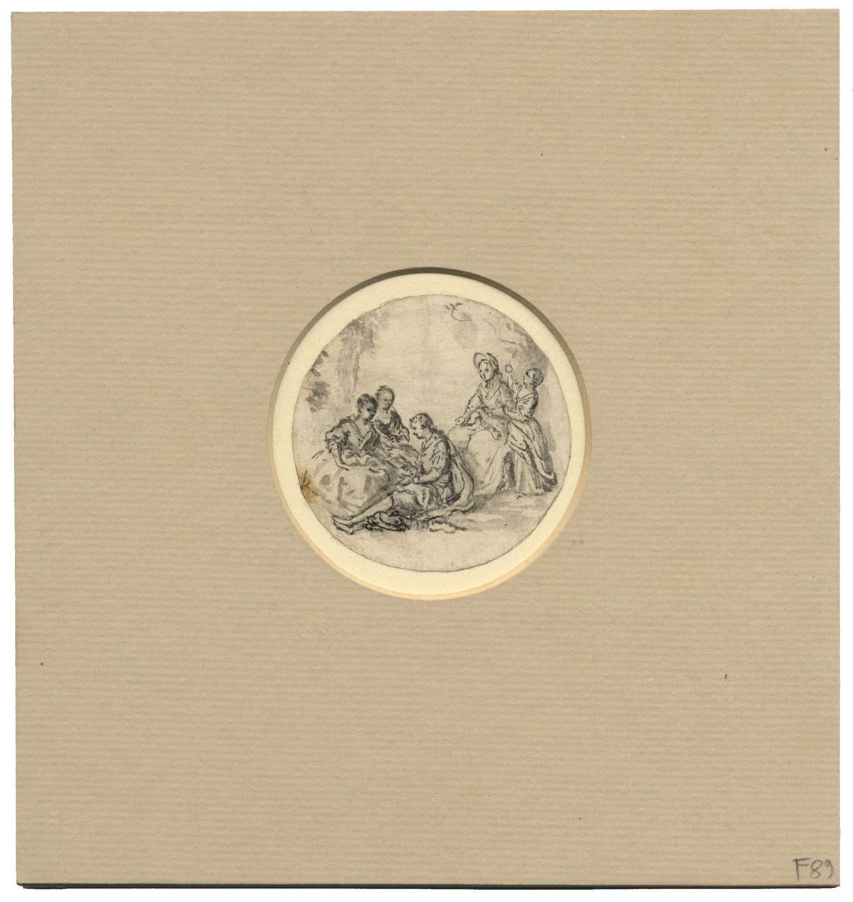 Circle of Jean-Honoré Fragonard, Gathering with Young Lovers – C18th watercolour