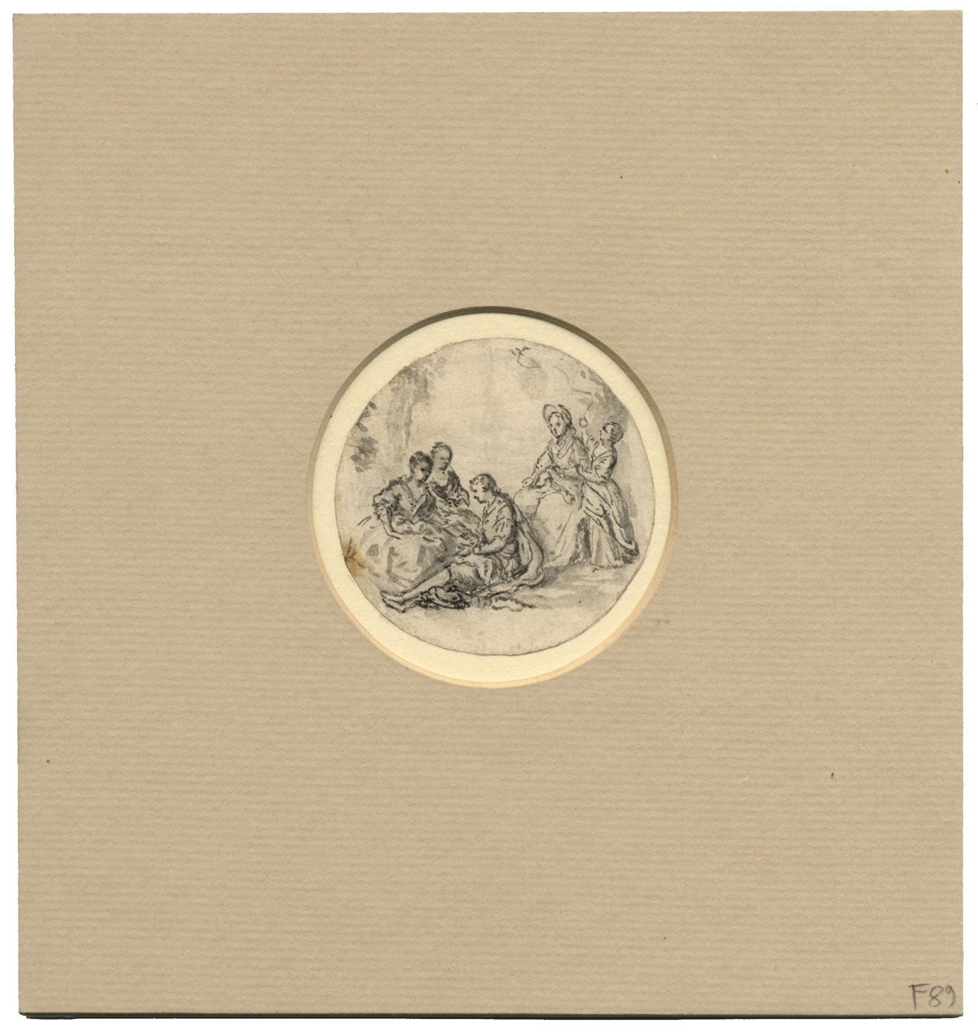 Circle of Jean-Honoré Fragonard, Gathering with Young Lovers – C18th watercolour