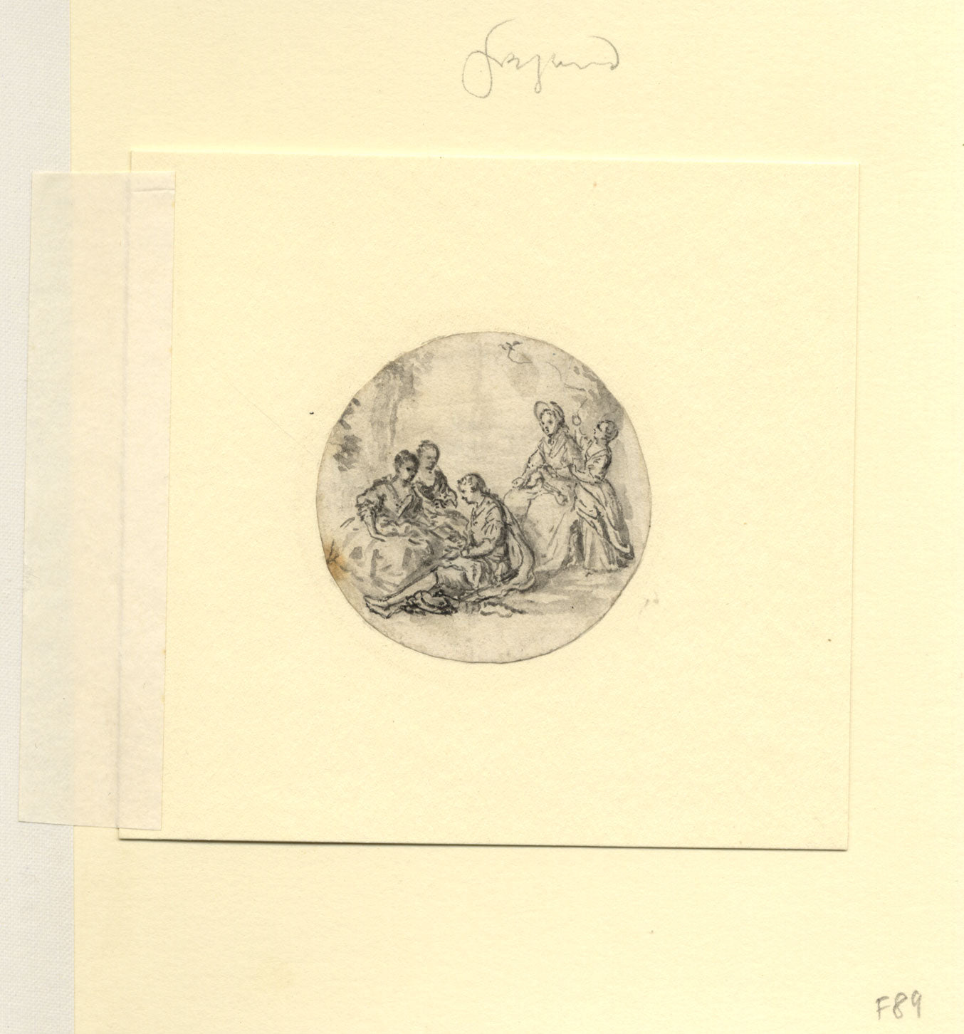 Circle of Jean-Honoré Fragonard, Gathering with Young Lovers – C18th watercolour