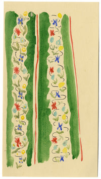 Jean Mary Ogilvie, Art Deco Ditsy Flower Stripe Design – 1930s gouache painting